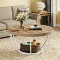 thumbnail image 4 of Tribesigns Round Coffee Table, Industrial 2-Tier Circle Coffee Table with Storage Shelves, Modern 31.7" Wooden Accent Center Table for Living Room, Home Office, Burlywood and White, 4 of 7