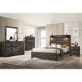 thumbnail image 5 of Brown Finish Bedroom Queen Bed - Wooden Headboard Traditional With Lamp, 5 of 5