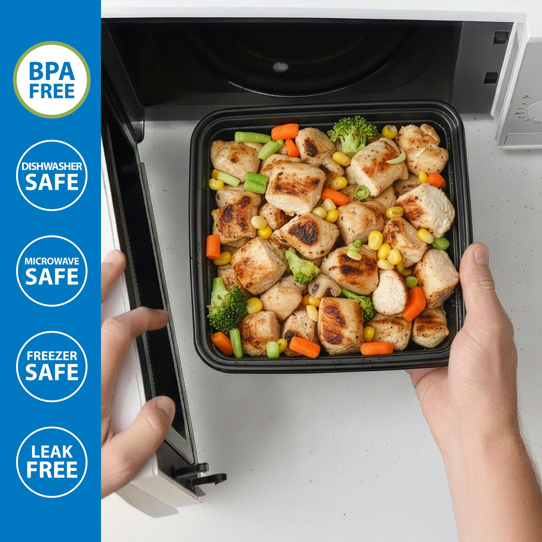 (2 pack) Mainstays 10-Piece (5 Containers + 5 Lids) 8-Cup Tall Square Meal Prep, BPA-Free, Microwave & Dishwasher Safe