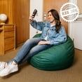 thumbnail image 5 of Big Joe Fuf 4Ft Foam Bean Bag Chair with Removable Cover for Kids, Teens, Collegiate Green Velveteen, Durable Woven Polyester, 4 foot Large Reading and Gaming Seat, 5 of 10