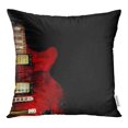 thumbnail image 1 of BOSDECO Housse de Coussin Guitare Électrique Rock Marron Rouge en Rouleau Noir 20x20 Pouces, 1 of 1