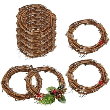 16Pcs Grapevine Wreath Set,3.9 In Natural Christmas Rattan Wreath Garland Decoration,Natural Branch Wreath for Christmas,Holiday,Craft
