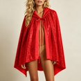 thumbnail image 4 of Halloween Sequin Hooded Cape, Tie-Front Sparkly Cloak for Stage Performance & Holiday Party, Glittery Open-Front Cover-Up for Women, 1 PC Red, 4 of 6