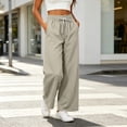 thumbnail image 6 of VBVC Women's Drawstring Wide Leg Pants , Fall Winter Lounge Trousers For Women , Ladies' Lightweight Soft Bottoms with Pockets, *Beige , Large, 6 of 8