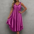 thumbnail image 2 of LINGLANG Women's V Neck Ice Silk Slip Nightgown Spaghetti Strap Satin Like Sleep Dress Soft Lightweight Breathable Summer Lounge Nightshirt Elegant Comfortable Homewear Sleepwear, 2 of 3
