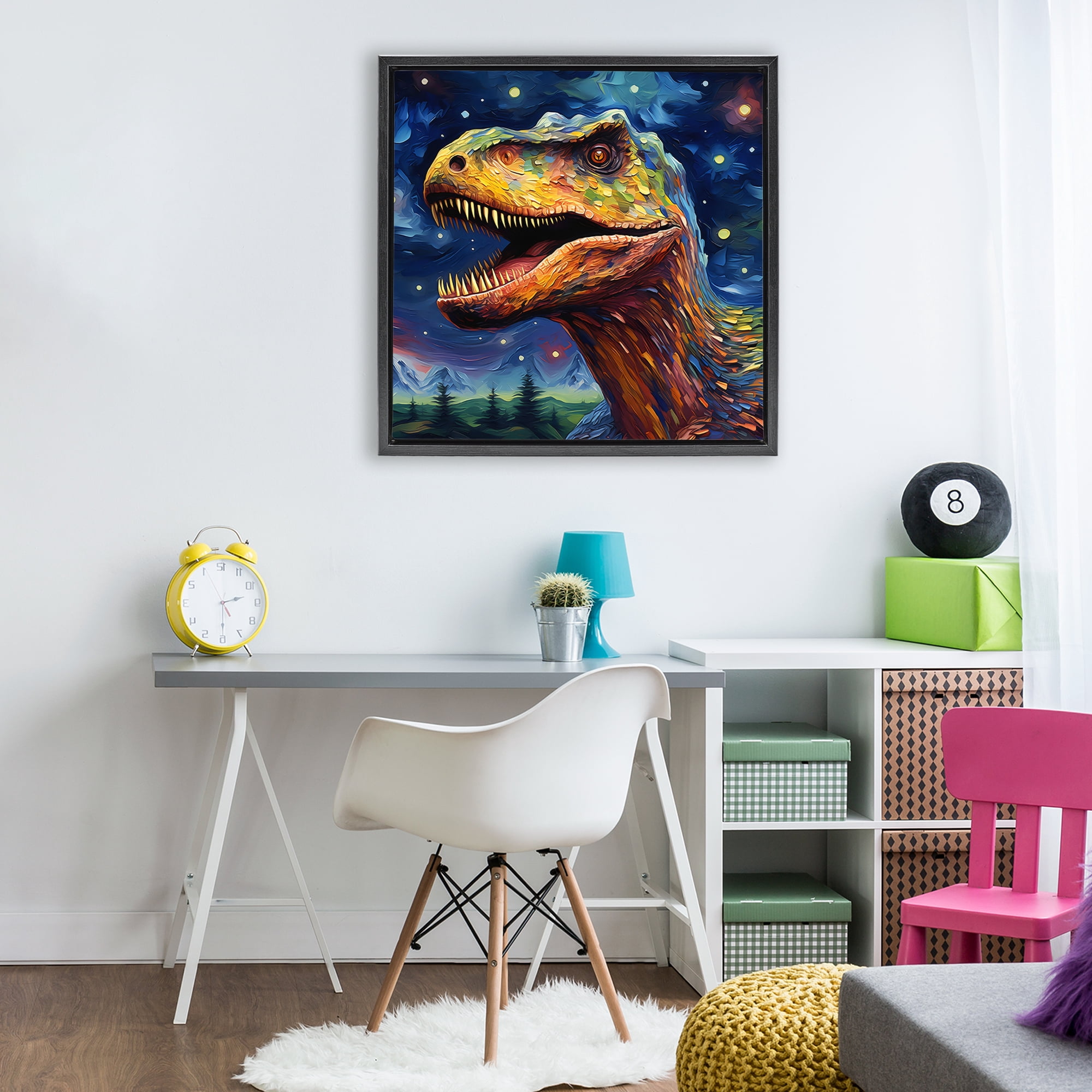 Stupell Industries Starry Sky Dinosaur Black Framed Floater Canvas Wall Art, design by Creative Studio