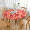 thumbnail image 3 of Floral Printed Round Tablecloth with Elastic Hem, Water-Resistant Polyester Fabric Fits 44-52 Inch Diameter Tables for Dining or Patio, Extra Large, 3 of 6