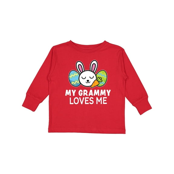 Inktastic My Grammy Loves Me with Bunny and Easter Eggs Boys or Girls Long Sleeve Toddler T-Shirt