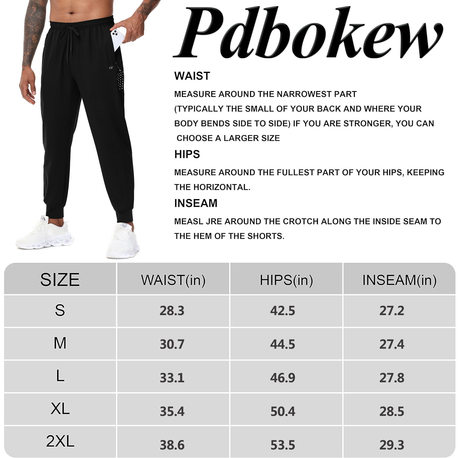 Men's Sweatpants Athletic Running Pants Lightweight Waterproof Workout Joggers Quick Dry Gym Active Sports Track Training