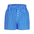 thumbnail image 6 of DeHolifer Shorts for Women Strip Printed Elastic Waisted Casual Button Summer Comfy Loose Homewear Outwear Shorts Blue 2XL, 6 of 7