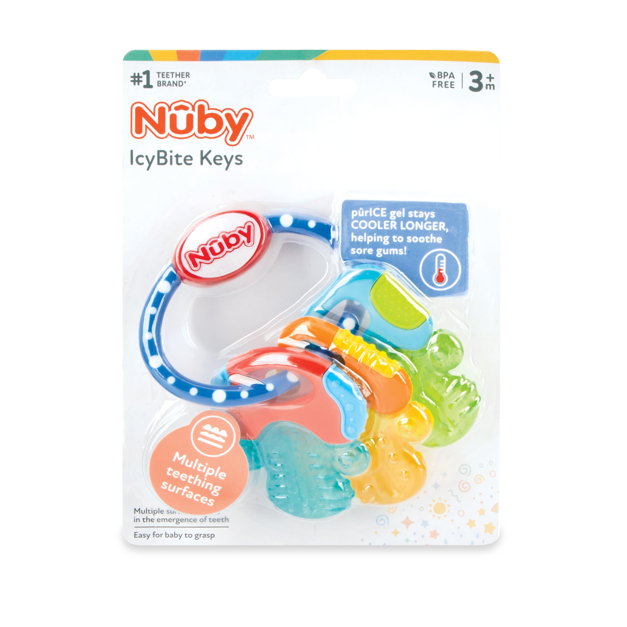 Nuby IcyBite Textured and Soothing Teether for Baby, Multicolor Keys - image 4 of 5