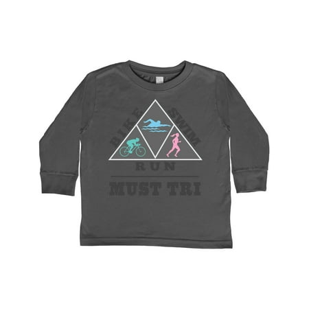 

Inktastic Triathlon Sports Running Swimming Biking Gift Toddler Boy or Toddler Girl Long Sleeve T-Shirt