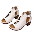 thumbnail image 6 of GERsome Women's Chunky Heels Sandals Back Zipper Slip-On Open Toe Dress Pump Sandals for Wedding Prom Party Summer Beach, White Size 9.5, 6 of 9