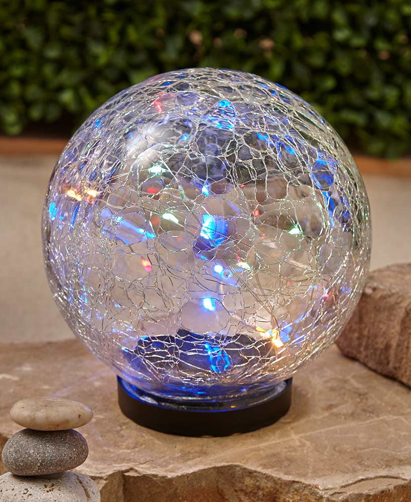 Solar Crackle Glass Garden Globes (Large Multicolor) - Walmart.com