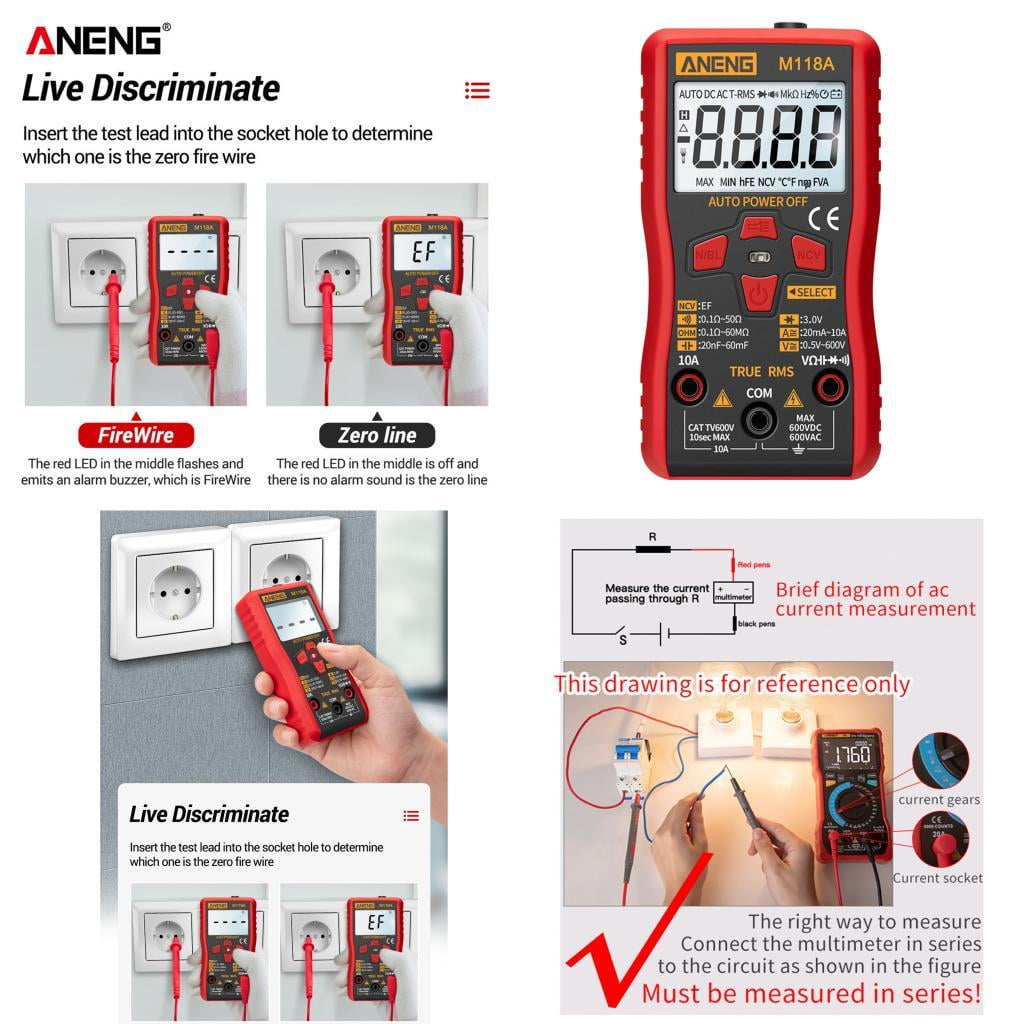Miulika Digital Multimeter, 6000 Counts Volt Meter Manual And Auto Ranging; Measures Voltage , Current, Resistance, Continuity,