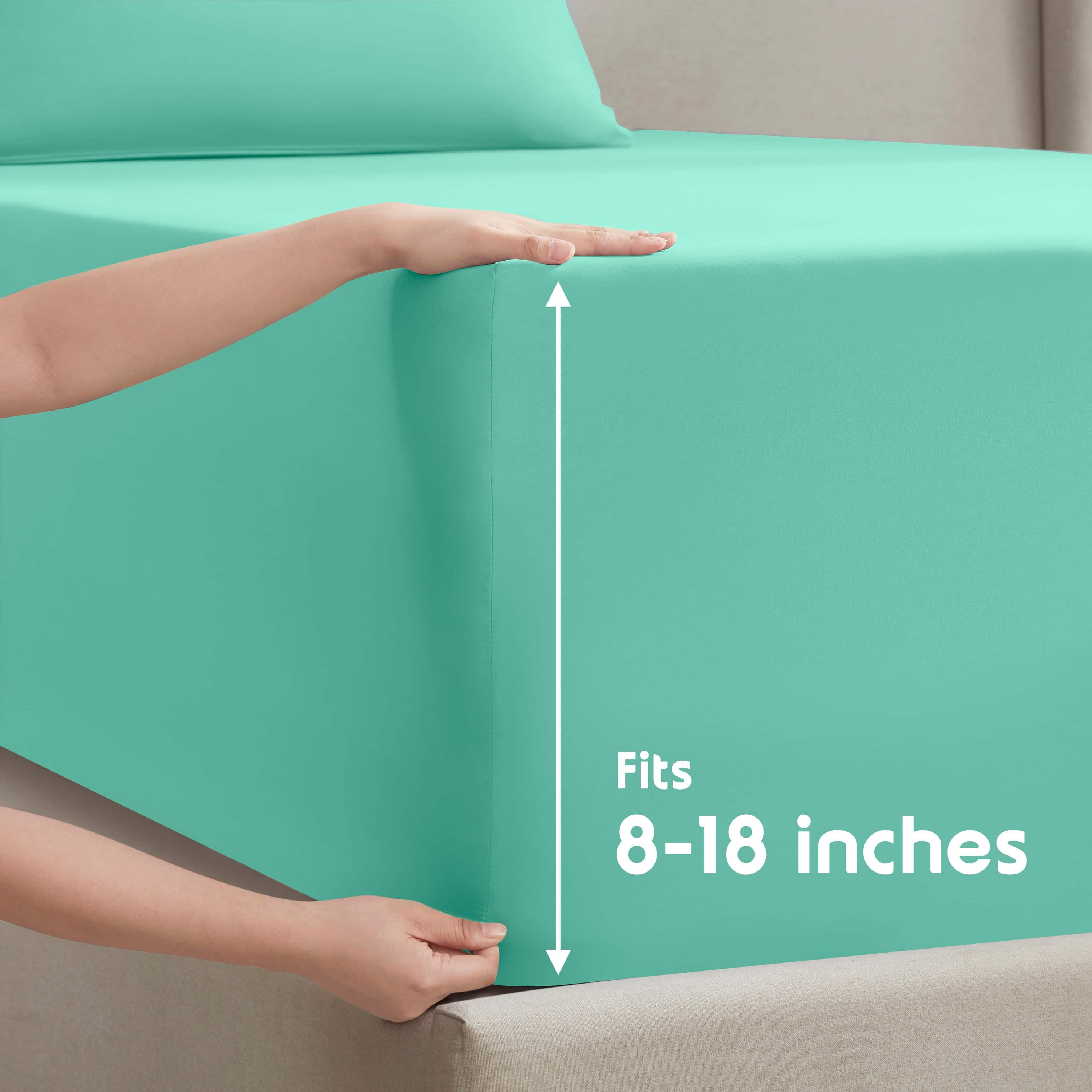 Lammaloe Queen Sheets Set, Hotel Style Deep Pocket 4 Piece Bed Sheets Queen, Luxury Soft Microfiber Queen Sheet Sets, Mint