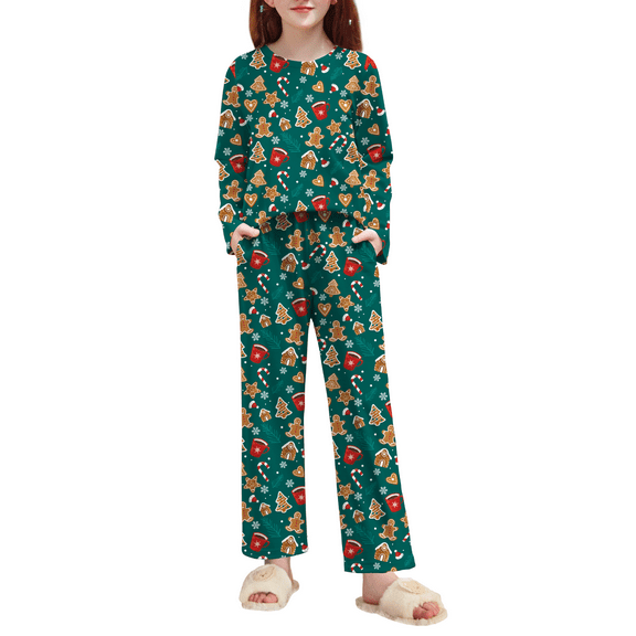 Oudiya Christmas Pajamas Set for Girls Long Sleeve Top & Pants Soft Cute Print Sleepwear Lounge Set