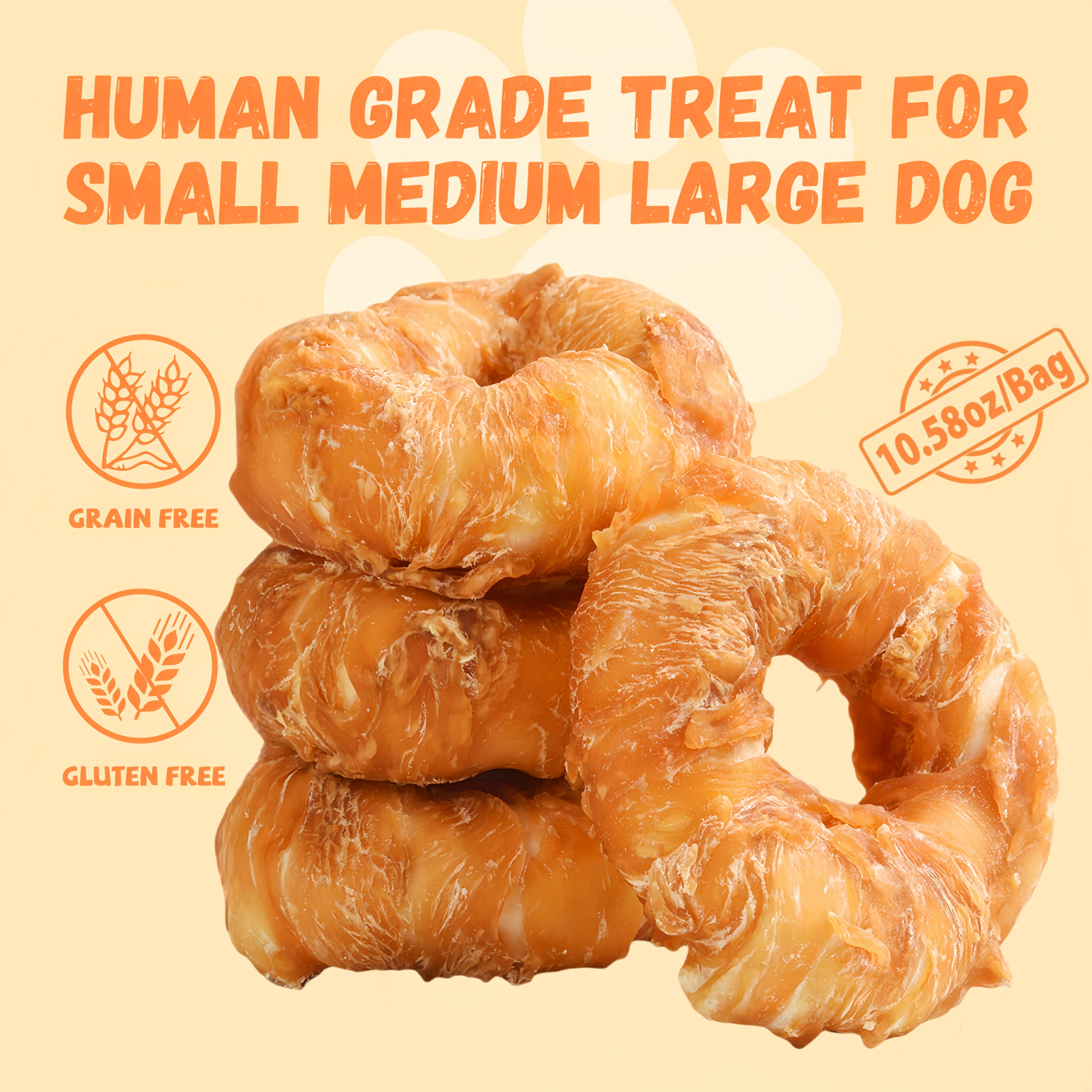 (2 pack) Pawmate Rawhide Dog Treats, Chicken Wrapped Rawhide Donuts, Long Lasting Chews for Medium Large Dogs, 4 Count