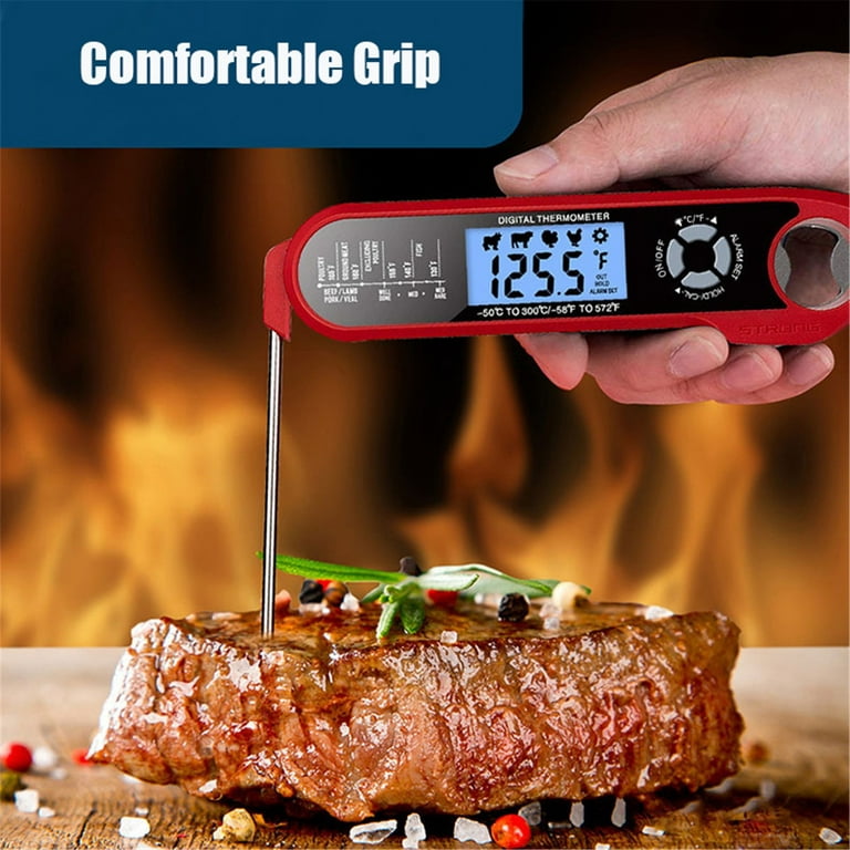 SDJMa Meat Thermometer Digital for Cooking and Grilling, Collapsible Probe,  Magnetic Back, with Extended Probe, Waterproof Instant Read Food Thermometer  for Kitchen, Meat, Steak, Turkey 