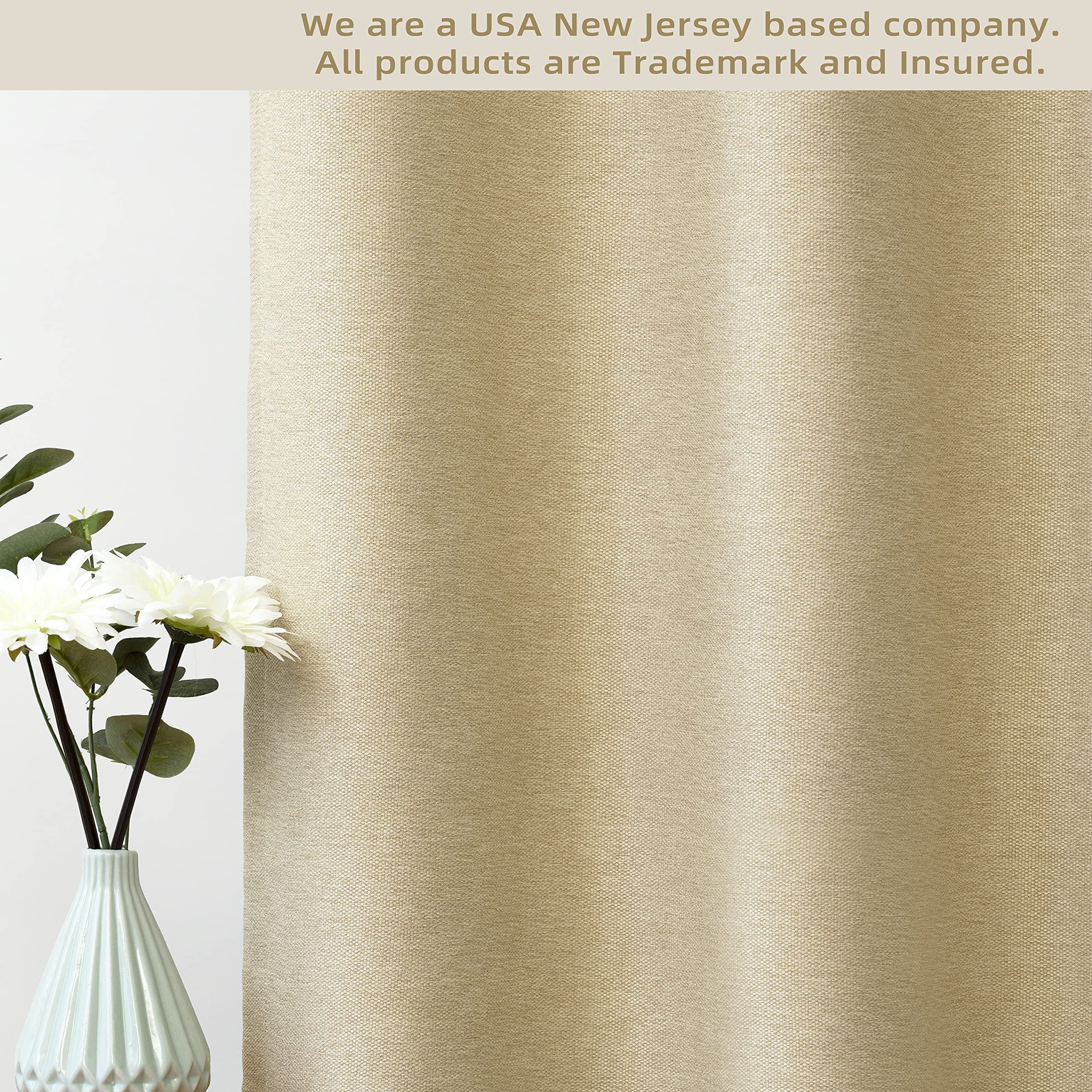 DriftAway Pinch Pleat Blackout Curtains 96 Inches Long 2 Panels Set Faux Linen Textured Curtains for Bedroom Living Room Thermal Insulated Privacy Back Tab Window Drapes 52x96 Beige