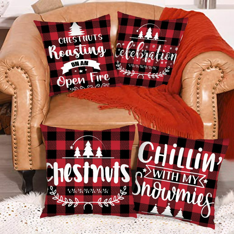 Christmas Pillow Covers 18x18 Set of 4 Throw Pillow Cover