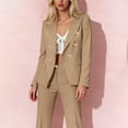 thumbnail image 4 of FRSASU Women Double Breasted Blazer Set formal 2 Piece Pants Outfits Long Sleeve Bussines Suit Set for Work office Khaki, 4 of 8