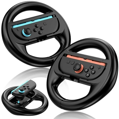 2 Pack Steering Wheel Compatible with Switch 2 , Ergonomic Game Racing Wheels for Joy-Con Controllers, Enhanced Grip, Motion Control, Family Games Accessories, Black