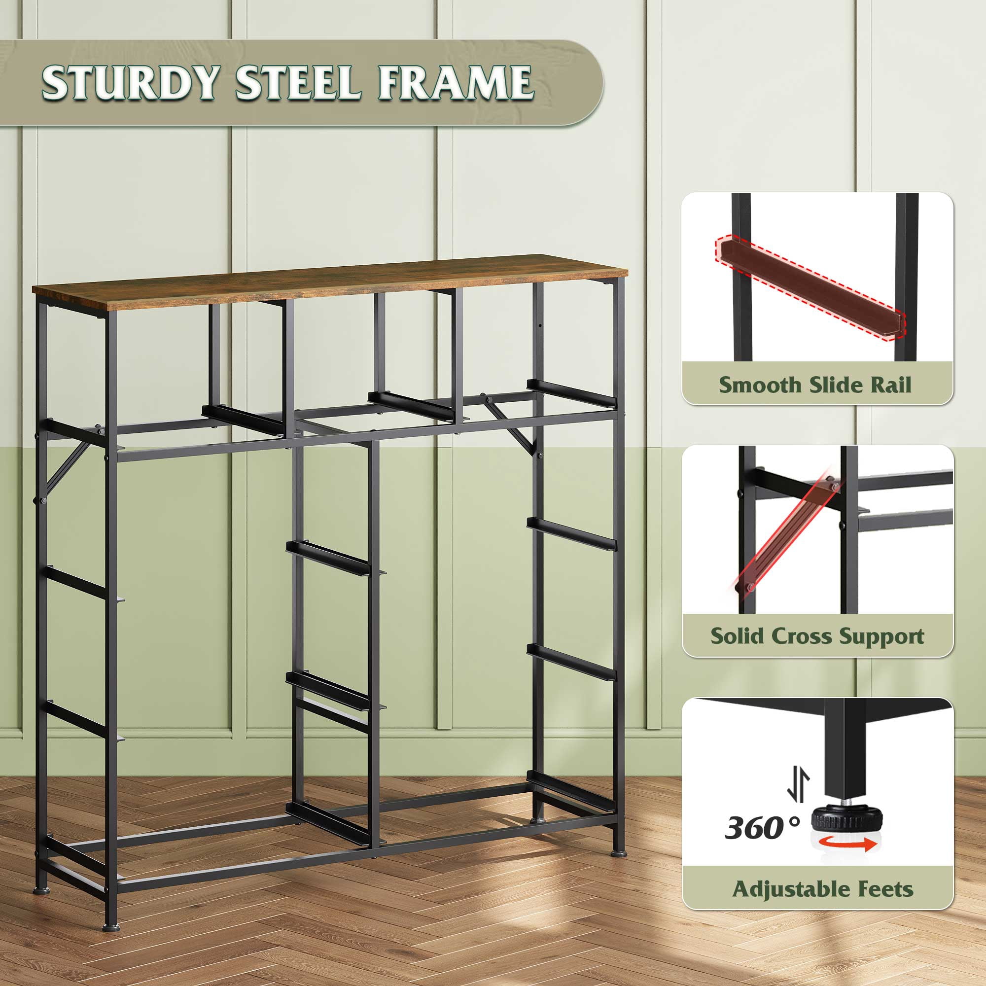 GALAXHERO 9-Drawer Fabric Dresser, Tall Storage Tower for Bedroom, Hallway, Entryway, Closet, Chest Organizer Unit with Fabric Bins, Steel Frame, Wood Top, Easy Pull Handle, Pattern
