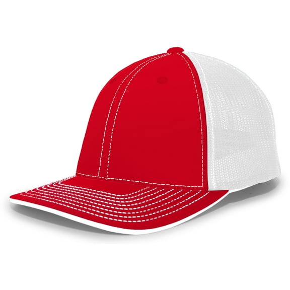 Pacific Headwear 44M Adult Cap Trucker Hat Unisex Red/White L/Xl
