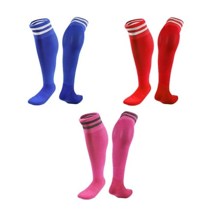 

Lian LifeStyle 3 Pairs Knee High Sports Socks for Soccer Softball Baseball Soccer and Many Other Sports XL002 Size M Blue Red Rose