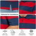 thumbnail image 3 of BAAZ Men's Striped Cotton Pique Polo, Navy-Red, X-Large, 3 of 6
