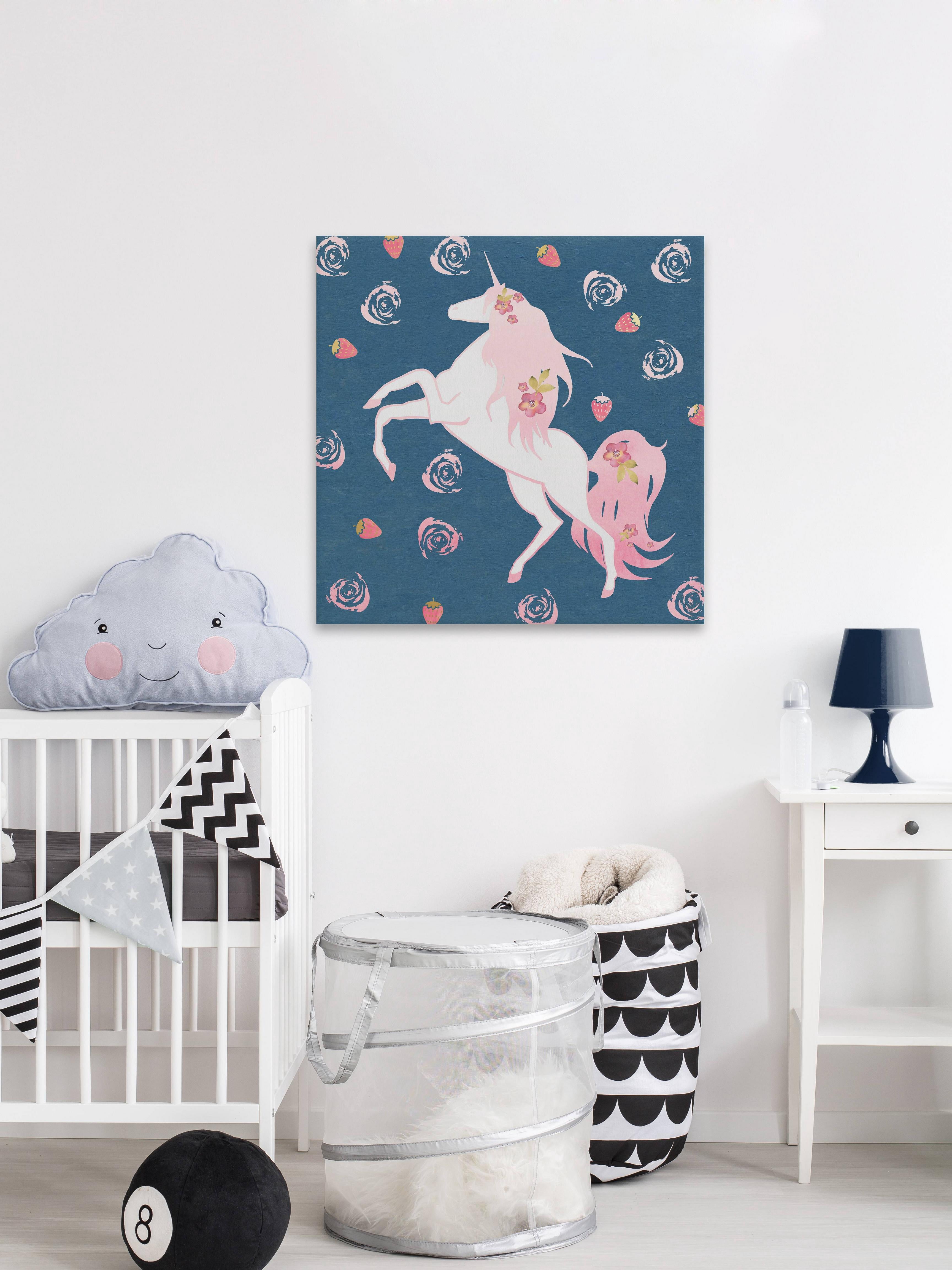 Marmont Hill Strawberry Swirl Unicorn Canvas Wall Art