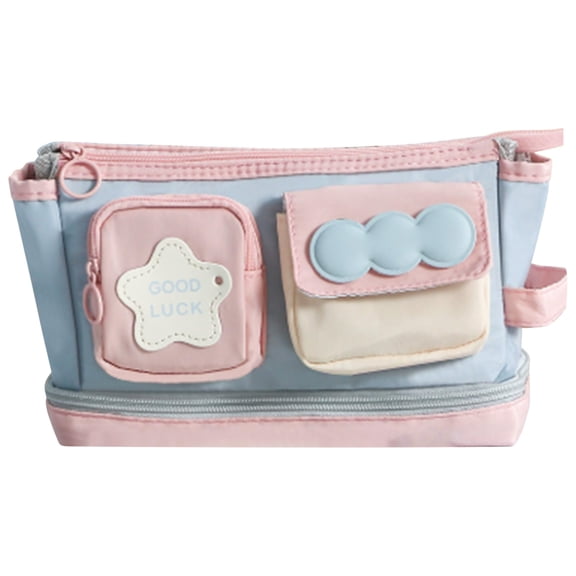 Pencil Case Large Capacity Dopamine Color Ins Style Makeup Organizer Bag with Multiple Compartments, Cute Pen Pouch (A)