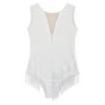 thumbnail image 5 of DPOIS Kids Girls Rhythmic Gymnastics Leotard Shiny Rhinestone Fringed Bodysuit White 14, 5 of 7