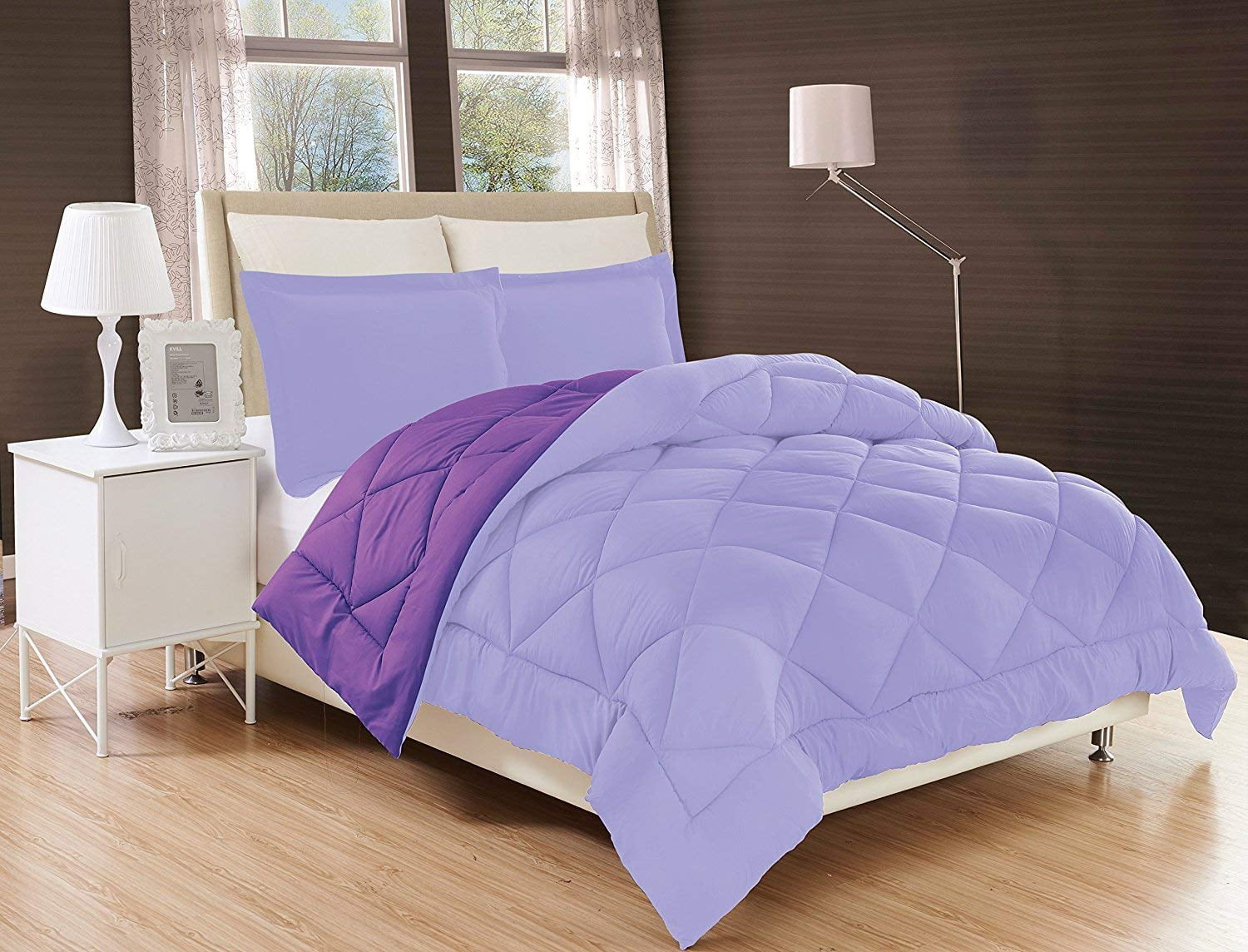 Details about   Tremendous All Season Down Alternative Comforter Purple Striped US Cal King Size 