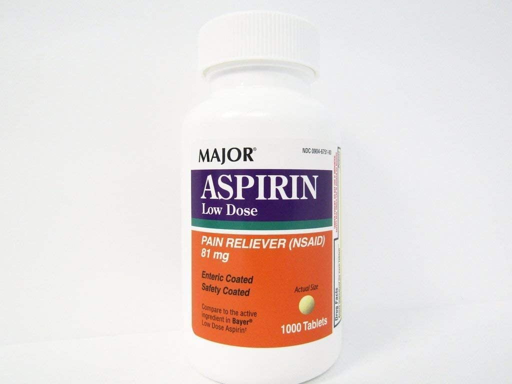 Major Aspirin Low Dose Pain Reliever 81mg 1000 Tablets