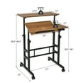 thumbnail image 2 of Gymax Mobile Stand up Desk Adjustable Computer Desk Tilting Workstation Walnut, 2 of 10