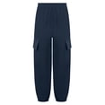 thumbnail image 4 of TSSOE Kids Girls Boys Cargo Trousers Hip Hop Dance Pants Joggers Athletic Sweatpants Jogging Bottoms Overalls Dark Blue 13-14, 4 of 5