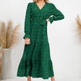 thumbnail image 5 of RYDCOT Women Fall Dresses 2023 Long Sleeve V Neck Swiss Dots Maxi Dress Boho Long Dress High Waisted A-Line Ruffle Dress Clearance Green, 5 of 8