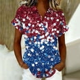 thumbnail image 4 of Hxshgdsn July 4th for Womens American Flag Stars Print Button Down Short Sleeve Casual Shirt Loose Fit（Blue/S）, 4 of 6