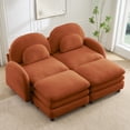 thumbnail image 2 of Miekor Furniture Teddy Fabric Cloud-like 2-Seat Sofa,Curved Backrest and Armrest with Curved Lumbar Pillows, Sectional 2 Seater Modular Couch with 2 movable Ottomans and Supportive Double-laye No0263, 2 of 9