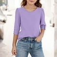 thumbnail image 2 of ZACPNCV Girls Casual 3/4 Sleeve T Shirts Kids Crewneck Tops Tees Purple 14-15 Years, 2 of 9