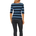 thumbnail image 3 of INSPIRE CHIC Mother's Day Edition Women's Striped Shirts Slim Fit Elbow Sleeves Boat Neck T-Shirt XL Blue Dark Blue, 3 of 6