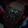 thumbnail image 3 of Reloj de Cuarzo Esqueleto Tonneau para Hombre, Correa de Silicona Impermeable Luminosa Estilo de Carreras, 3 of 5