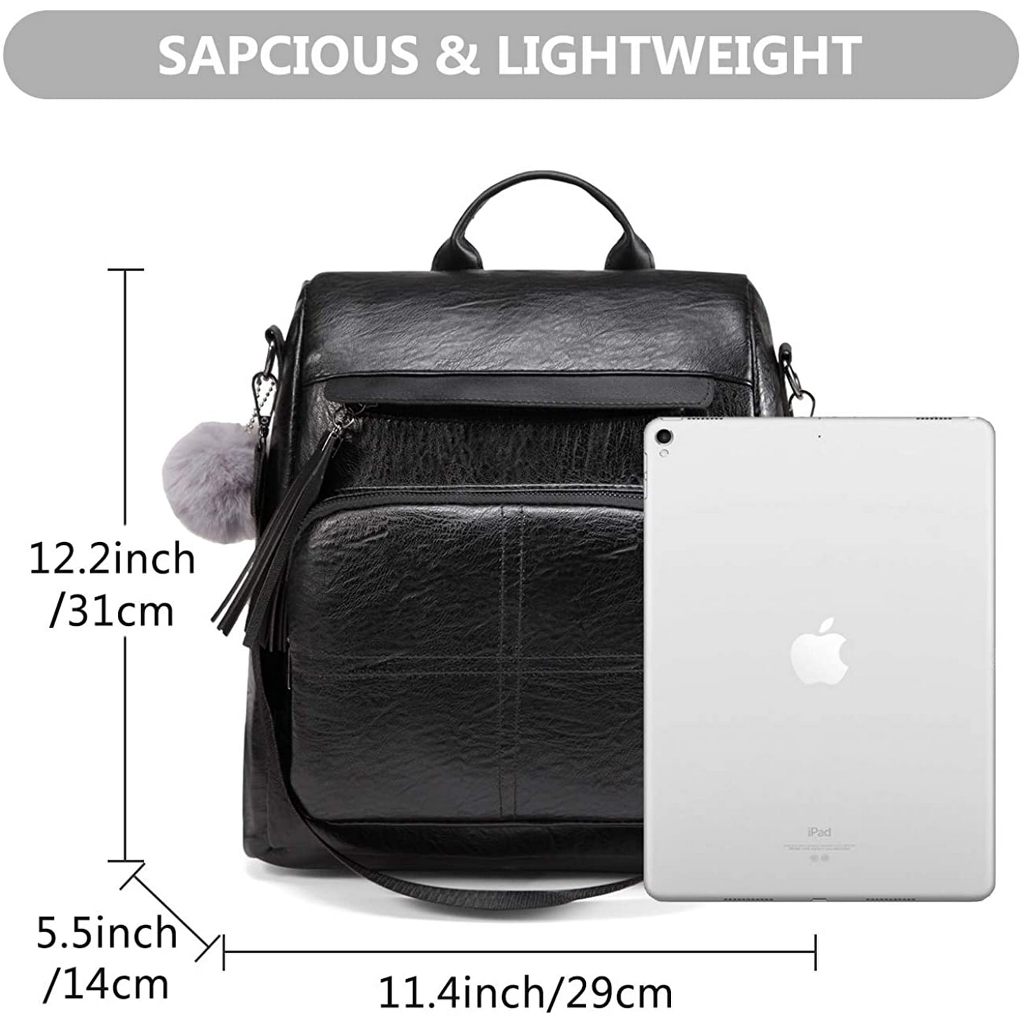 Bqhagfte Backpack Purse For Women Anti Theft Backpack Water Resistant Faux Leather School Shoulder Bag With Fashion Tassel