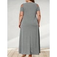 thumbnail image 4 of Plus Size Cutout Solid Side Cross Dress, Casual Crew Neck Short Sleeve Ankle Dress, Women's Plus Size Clothing, 4 of 5
