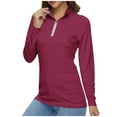 thumbnail image 2 of ATOYSOY Women's V Neck Zipper Sweatshirts Outwear Loose Mesh Tops Pullover Workout Long Sleeve Tees Quick Drying Fall Winter Fashion Casual Sports Shirts Pink XL, 2 of 5