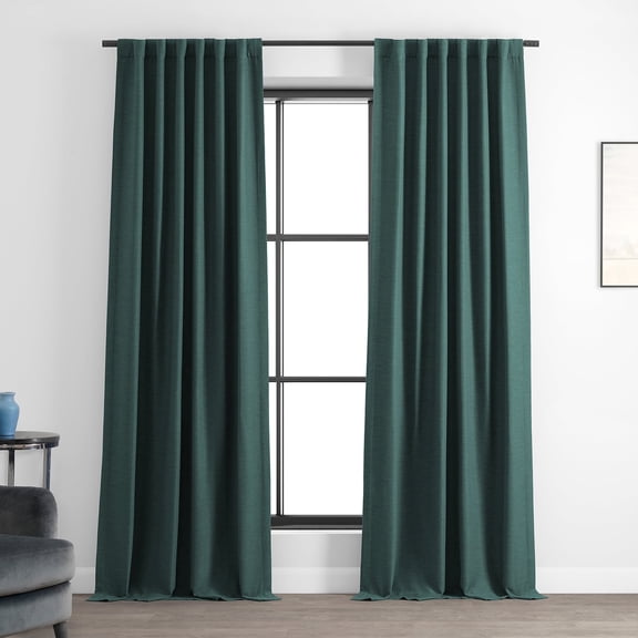 Half Price Drapes Bayberry Teal Bellino Textured Faux Linen Room Darkening Curtains For Bedroom & Living Room Curtains(1 Panel), Curtains 108 Inches Long, 50W X 108L