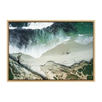 Kate and Laurel Sylvie La Jolla Curves Framed Canvas Wall Art by Rachel Bolgov, 23x33 Natural, Decorative Coastal Beach Art for Wall