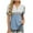 Light Blue, variant on YUGYXL Summer Henley Shirts for Women Patchwork Short Sleeve Tunics Blouses V Neck Puff Sleeve Tops Black M